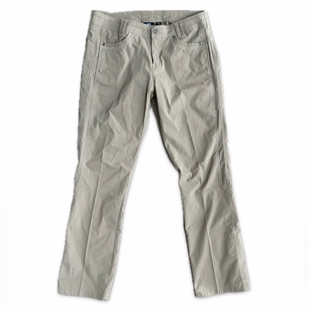 Kuhl Straight Leg Hiking Pants Mid Rise Women's Size 12 Olive Green Tan Outdoor